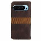 For Google Pixel 9 / 9 Pro Grid Stitching Leather Phone Case with Lanyard(Brown) - 3