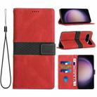 For Google Pixel 9 / 9 Pro Grid Stitching Leather Phone Case with Lanyard(Red) - 1