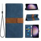 For Google Pixel 9a Grid Stitching Leather Phone Case with Lanyard(Blue) - 1