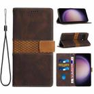 For Google Pixel 9a Grid Stitching Leather Phone Case with Lanyard(Brown) - 1