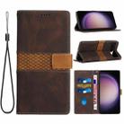 For Google Pixel 8a Grid Stitching Leather Phone Case with Lanyard(Brown) - 1