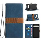 For Google Pixel 8 Pro Grid Stitching Leather Phone Case with Lanyard(Blue) - 1