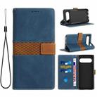 For Google Pixel 8 Grid Stitching Leather Phone Case with Lanyard(Blue) - 1