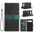 For Google Pixel 8 Grid Stitching Leather Phone Case with Lanyard(Black) - 1