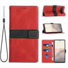 For Google Pixel 7a Grid Stitching Leather Phone Case with Lanyard(Red) - 1