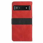 For Google Pixel 7a Grid Stitching Leather Phone Case with Lanyard(Red) - 3