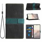 For Google Pixel 7a Grid Stitching Leather Phone Case with Lanyard(Black) - 1