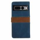 For Google Pixel 7 Pro Grid Stitching Leather Phone Case with Lanyard(Blue) - 3