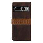 For Google Pixel 7 Pro Grid Stitching Leather Phone Case with Lanyard(Brown) - 3