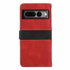 For Google Pixel 7 Pro Grid Stitching Leather Phone Case with Lanyard(Red) - 3