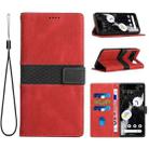 For Google Pixel 7 Grid Stitching Leather Phone Case with Lanyard(Red) - 1