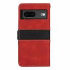 For Google Pixel 7 Grid Stitching Leather Phone Case with Lanyard(Red) - 3