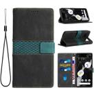 For Google Pixel 7 Grid Stitching Leather Phone Case with Lanyard(Black) - 1