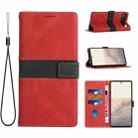 For Google Pixel 6a Grid Stitching Leather Phone Case with Lanyard(Red) - 1