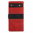 For Google Pixel 6a Grid Stitching Leather Phone Case with Lanyard(Red) - 3