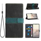 For Google Pixel 6a Grid Stitching Leather Phone Case with Lanyard(Black) - 1