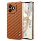 For Honor X60i AZNS Electroplated Edge Carbon Fiber Texture Phone Case(Brown) - 1