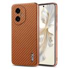 For Honor 300 AZNS Electroplated Edge Carbon Fiber Texture Phone Case(Brown) - 1