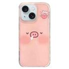 For iPhone 15 Double-sided IMD Printed TPU Phone Case(Pink Pig) - 1