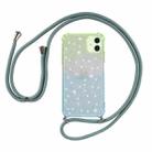 For iPhone 11 Pro Gradient Glitter Powder Shockproof TPU Protective Case with Lanyard(Green Blue) - 1