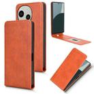 For Sharp Aquos R9 Magnetic Vertical Flip Leather Phone Case(Brown) - 1