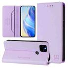 For Google Pixel 5a RC01 Dual-Folded Magnetic Suction RFID Leather Phone Case(Light Purple) - 1