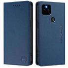 For Google Pixel 5a RC01 Dual-Folded Magnetic Suction RFID Leather Phone Case(Dark Blue) - 2