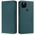 For Google Pixel 5a RC01 Dual-Folded Magnetic Suction RFID Leather Phone Case(Dark Green) - 2