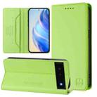 For Google Pixel 6 RC01 Dual-Folded Magnetic Suction RFID Leather Phone Case(Grass Green) - 1