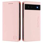 For Google Pixel 6 RC01 Dual-Folded Magnetic Suction RFID Leather Phone Case(Pink) - 2