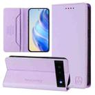 For Google Pixel 6 RC01 Dual-Folded Magnetic Suction RFID Leather Phone Case(Light Purple) - 1