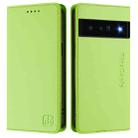 For Google Pixel 6 Pro RC01 Dual-Folded Magnetic Suction RFID Leather Phone Case(Grass Green) - 2