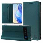For Google Pixel 6 Pro RC01 Dual-Folded Magnetic Suction RFID Leather Phone Case(Dark Green) - 1
