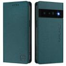 For Google Pixel 6 Pro RC01 Dual-Folded Magnetic Suction RFID Leather Phone Case(Dark Green) - 2