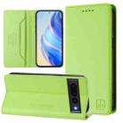 For Google Pixel 7 Pro RC01 Dual-Folded Magnetic Suction RFID Leather Phone Case(Grass Green) - 1