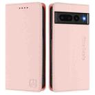 For Google Pixel 7 Pro RC01 Dual-Folded Magnetic Suction RFID Leather Phone Case(Pink) - 2