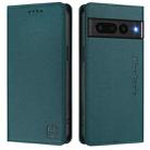 For Google Pixel 7 Pro RC01 Dual-Folded Magnetic Suction RFID Leather Phone Case(Dark Green) - 2