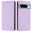 For Google Pixel 8 Pro RC01 Dual-Folded Magnetic Suction RFID Leather Phone Case(Light Purple) - 2
