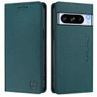 For Google Pixel 8 Pro RC01 Dual-Folded Magnetic Suction RFID Leather Phone Case(Dark Green) - 2