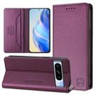 For Google Pixel 8 Pro RC01 Dual-Folded Magnetic Suction RFID Leather Phone Case(Violet) - 1