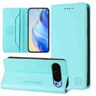 For Google Pixel 9 / 9 Pro RC01 Dual-Folded Magnetic Suction RFID Leather Phone Case(Mint Green) - 1