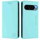 For Google Pixel 9 / 9 Pro RC01 Dual-Folded Magnetic Suction RFID Leather Phone Case(Mint Green) - 2