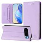 For Google Pixel 9 / 9 Pro RC01 Dual-Folded Magnetic Suction RFID Leather Phone Case(Light Purple) - 1