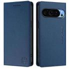 For Google Pixel 9 / 9 Pro RC01 Dual-Folded Magnetic Suction RFID Leather Phone Case(Dark Blue) - 2