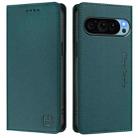 For Google Pixel 9 / 9 Pro RC01 Dual-Folded Magnetic Suction RFID Leather Phone Case(Dark Green) - 2