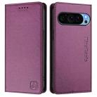 For Google Pixel 9 / 9 Pro RC01 Dual-Folded Magnetic Suction RFID Leather Phone Case(Violet) - 2