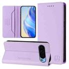 For Google Pixel 9 Pro XL RC01 Dual-Folded Magnetic Suction RFID Leather Phone Case(Light Purple) - 1