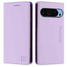 For Google Pixel 9 Pro XL RC01 Dual-Folded Magnetic Suction RFID Leather Phone Case(Light Purple) - 2