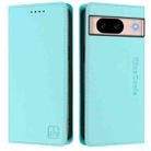 For Google Pixel 8a RC01 Dual-Folded Magnetic Suction RFID Leather Phone Case(Mint Green) - 2