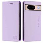 For Google Pixel 8a RC01 Dual-Folded Magnetic Suction RFID Leather Phone Case(Light Purple) - 2